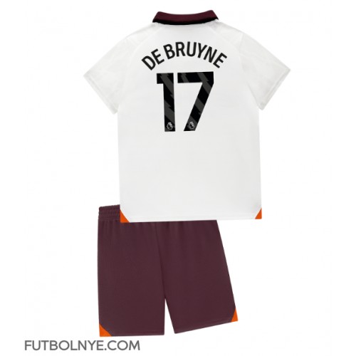 Camiseta Manchester City Kevin De Bruyne #17 Visitante Equipación para niños 2023-24 manga corta (+ pantalones cortos)